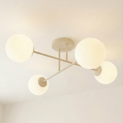 Roma plafondlamp opaalwit glas 4-lichts mokka