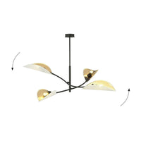 Emibig LOTUS 4-lichts hanglamp - Wit-goud stoffen kappen - Mooier Thuis
