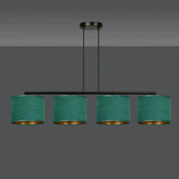 Emibig HILDE 4-lichts balkhanglamp - Groene fluweelkappen - Mooier Thuis