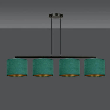 HILDE 4-lichts balkhanglamp - Groene fluweelkappen