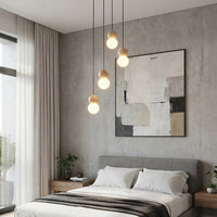 Loop hanglamp wit glas 4-lichts zwart naturel