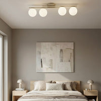 Kairo plafondlamp opaalwit glas 4-lichts mokka
