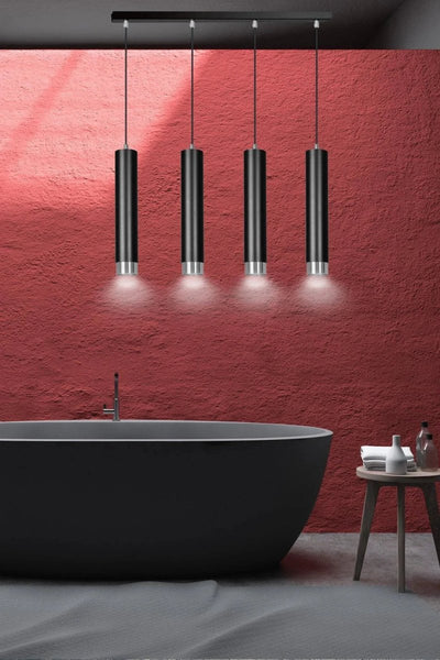 KIBO 4-lichts balkhanglamp - Zwart chroom