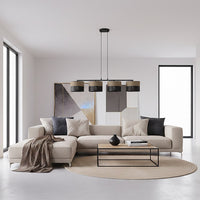 Karbon hanglamp textiel 4-lichts bruin zwart