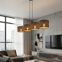 Eco hanglamp textiel 4-lichts bruin