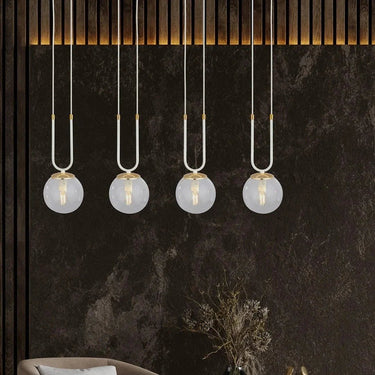 GLAM 4-lichts hanglamp - Wit frame - Helder glas