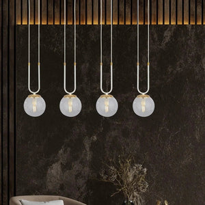 GLAM 4-lichts hanglamp - Wit frame - Helder glas