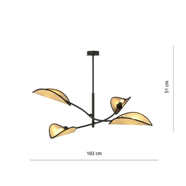 LOTUS 4-lichts hanglamp - Zwart rotan
