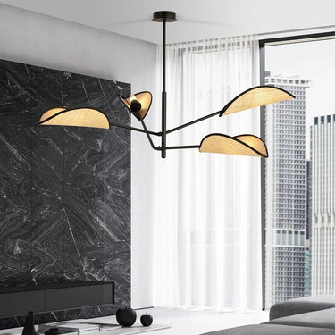 VENE 4-lichts hanglamp - Zwart rotan