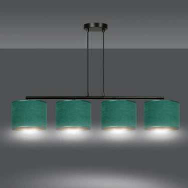 HILDE 4-lichts balkhanglamp - Groene fluweelkappen