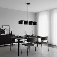 Karbon hanglamp textiel 4-lichts zwart