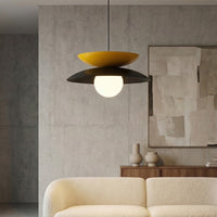 Nagoya hanglamp wit glas 4-lichts oranje zwart