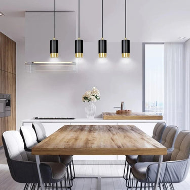 FUMIKO 4-lichts hanglamp - Zwart met gouden accenten