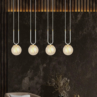 GLAM 4-lichts hanglamp - Amber glas - Wit frame