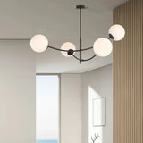Mooier Thuis - HUNTER 4-lichts hanglamp - Wit glas - Zwart frame hanglamp met ronde bol - 89 cm breed