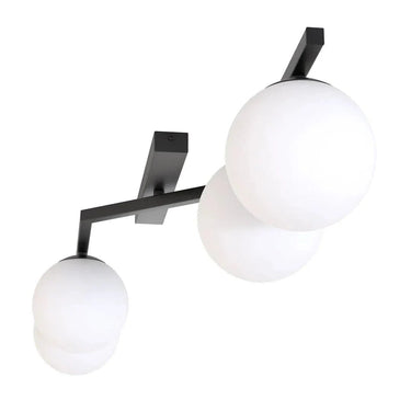NATON 4-lichts plafondlamp - Wit glas - Zwart frame