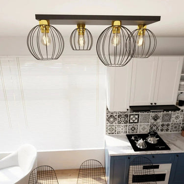 NEST 4-lichts plafondlamp - Zwart goud frame