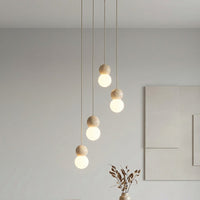 Loop hanglamp wit glas 4-lichts mokka naturel