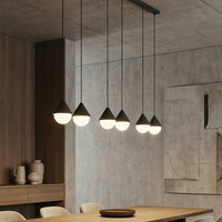 Giro hanglamp wit glas 4-lichts zwart