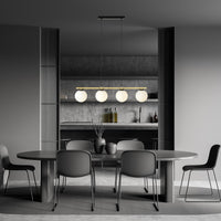 Allora hanglamp opaalwit glas 4-lichts goud zwart