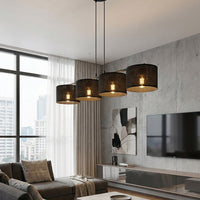 Eco hanglamp textiel 4-lichts zwart