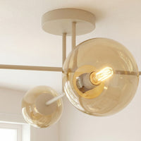 Roma plafondlamp amber glas 4-lichts amber