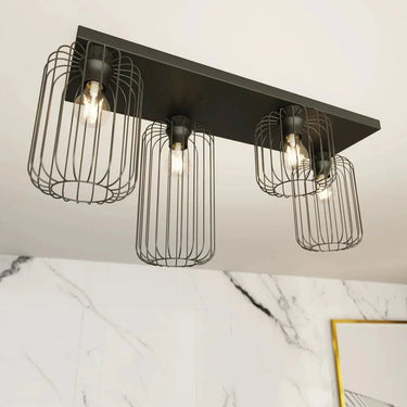 BARN 4-lichts plafondlamp - Zwart frame