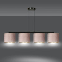 HILDE 4-lichts balkhanglamp - Roze fluweel kappen - afbeelding 2