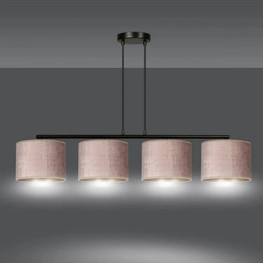 HILDE 4-lichts balkhanglamp - Roze fluweel kappen