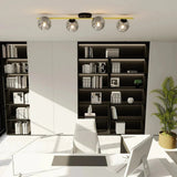 SPLENDI 4-lichts plafondlamp - Smoked glas - Zwart goud plafondlamp met ronde bol - sfeervol in een Modern interieur