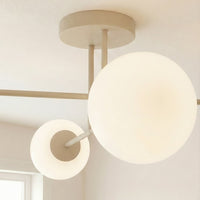 Roma plafondlamp opaalwit glas 4-lichts mokka