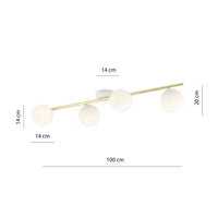 SPLENDI 4-lichts plafondlamp - Wit glas - Goud frame - afbeelding 2
