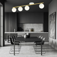 MONZA 4-lichts plafondlamp - Wit glas - Goud frame - afbeelding 2