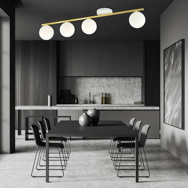 MONZA 4-lichts plafondlamp - Wit glas - Goud frame