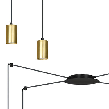 TRAKER 4-lichts hanglamp - Zwart/goud spider-stijl