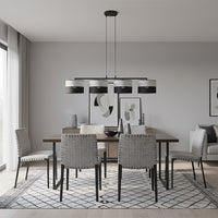 Karbon hanglamp textiel 4-lichts grijs zwart