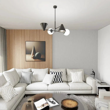 HERMES 4-lichts hanglamp - Zwart frame met witte kappen