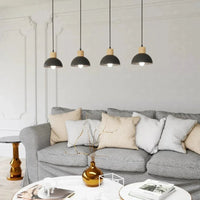 SECO 4-lichts hanglamp - Zwart met houten accent - afbeelding 2