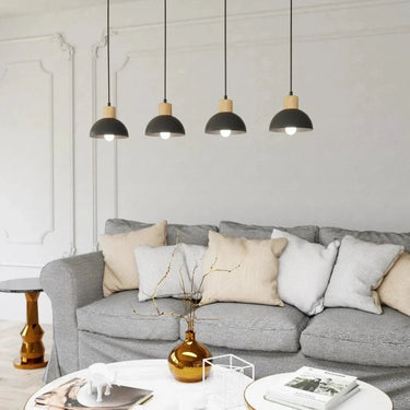 SECO 4-lichts hanglamp - Zwart met houten accent