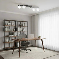 NATON 4-lichts plafondlamp - Wit glas - Zwart frame plafondlamp met ronde bol - afbeelding 5