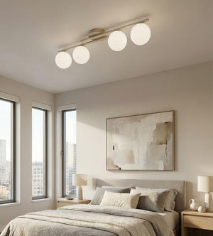 Kairo ceiling lamp opal white glass 4-light mocha