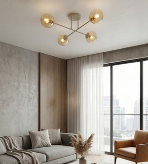 Roma plafondlamp amber glas 4-lichts amber