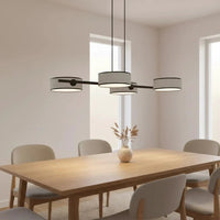 DRUMZ 4-lichts hanglamp - Grijs textiel hanglamp met lampenkap - afbeelding 5