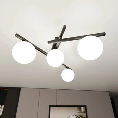 SMART 4-lichts plafondlamp - Zwart met wit glas