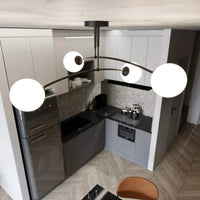 PREGOS 4-lichts plafondlamp – Zwart/wit plafondlamp met ronde bol - afbeelding 6