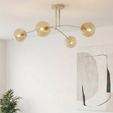 Pregos plafondlamp amber glas 4-lichts amber plafondlamp met ronde bol - afbeelding 6