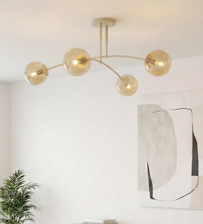 Pregos plafondlamp amber glas 4-lichts amber