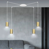TRAKER 4-lichts hanglamp - Wit/goud frame hanglamp met lampenkap - afbeelding 6