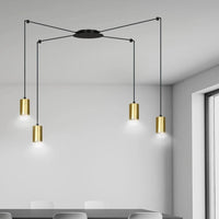 TRAKER 4-lichts hanglamp - Zwart/goud spider-stijl hanglamp met lampenkap - afbeelding 6