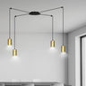 TRAKER 4-lichts hanglamp - Zwart/goud spider-stijl hanglamp met lampenkap - afbeelding 6